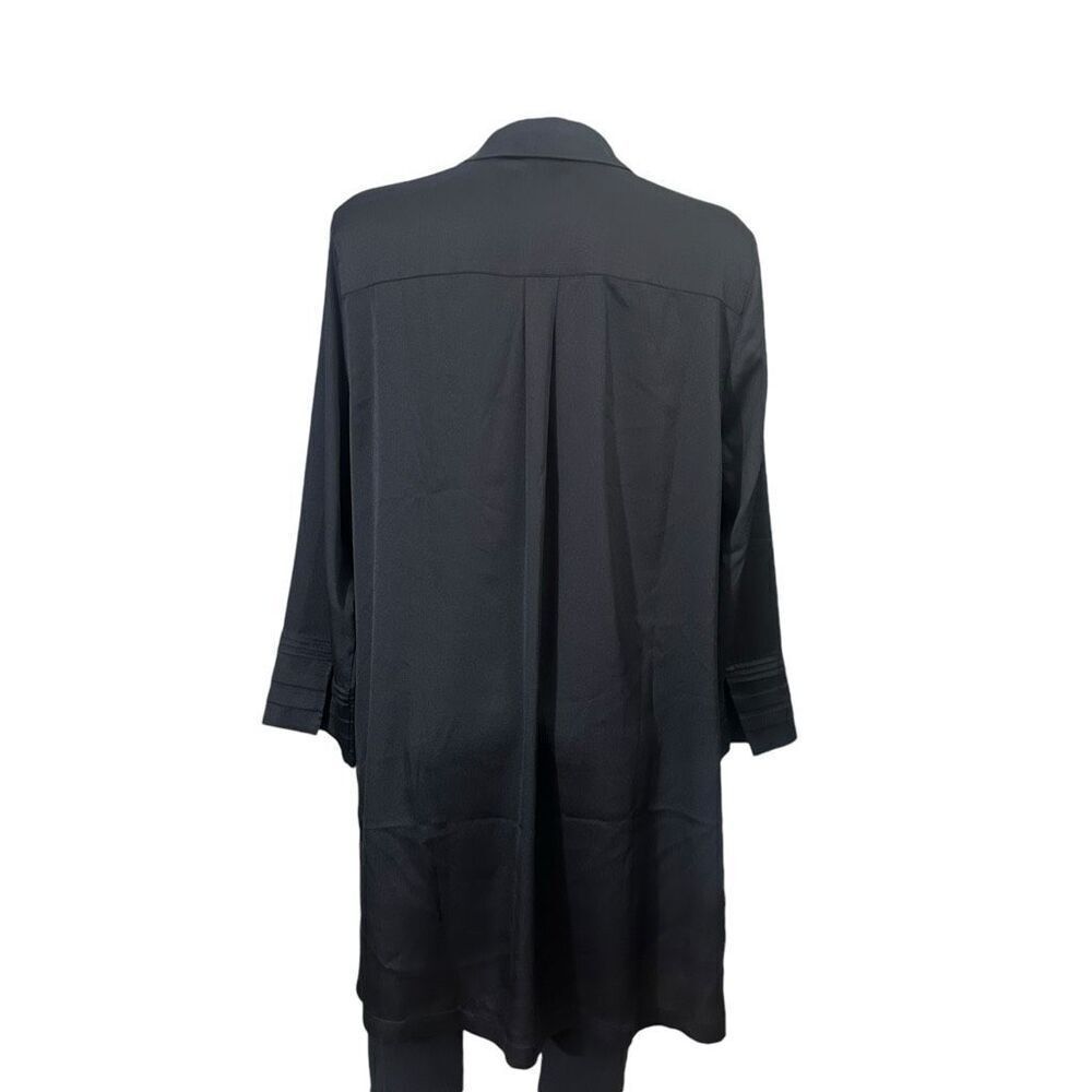 Chico’s Pleat Detail Tunic Satin Black Shirt‎ Button Up Size 2 LArge NEW srp 99$ - Picture 6 of 9